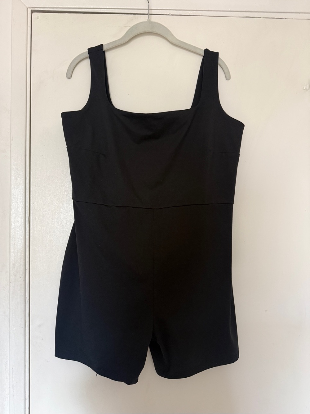 Reformation Black Sleeveless Square-Neck Short Jumpsuit